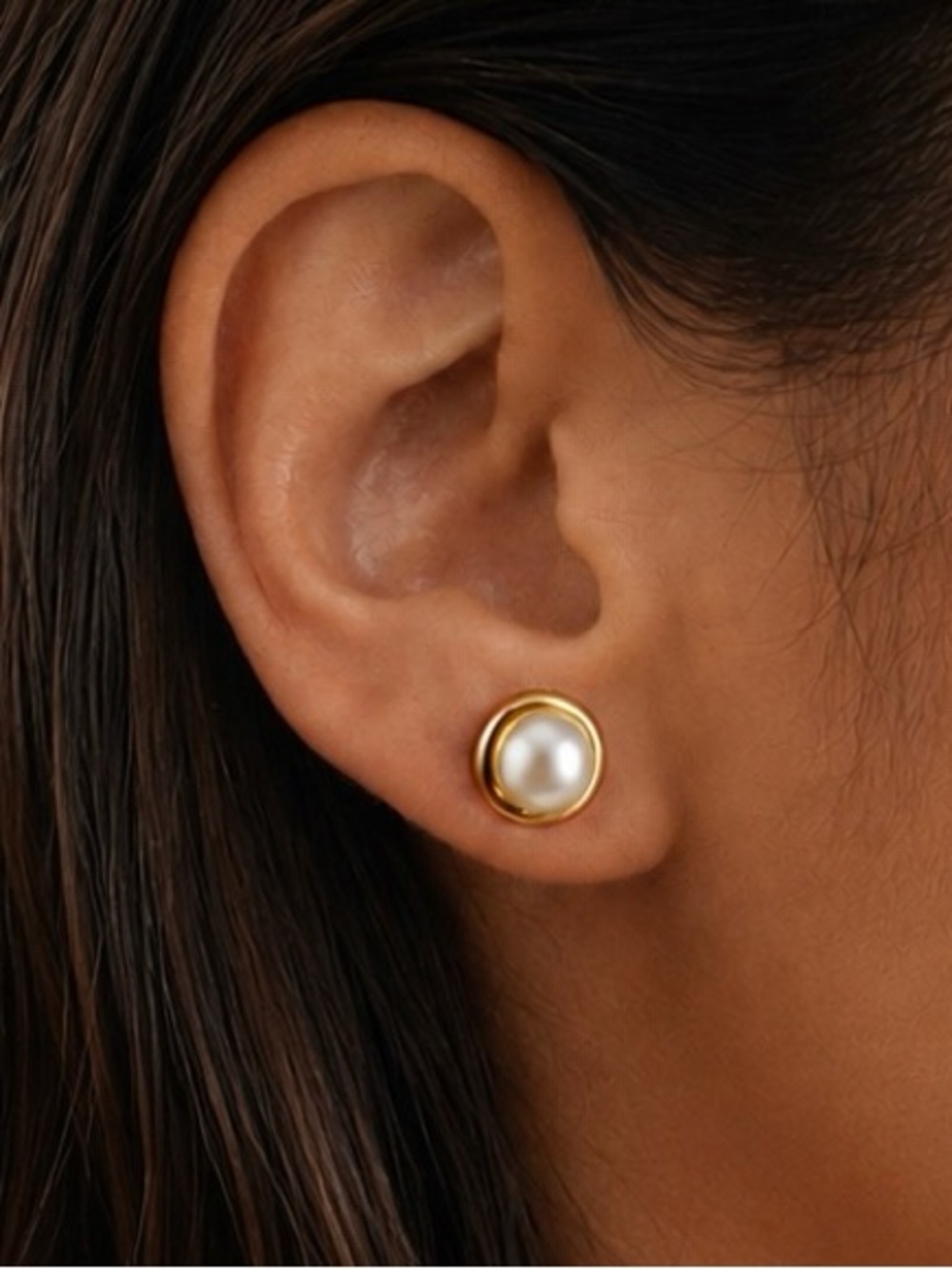 18K Gold Plated Classic Pearl Stud Earrings